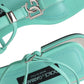 Aqua Green Leather Ankle Strap Flats Sandals Shoes