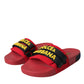 Red Black Logo Beachwear Flats Sandals Shoes