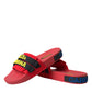 Red Black Logo Beachwear Flats Sandals Shoes