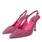 Pink Strass Crystal Heels Slingbacks Shoes