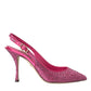 Pink Strass Crystal Heels Slingbacks Shoes