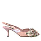 Pink Lily Crystal Cady Slingback Heel Shoes