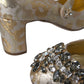 Gold Jacquard Crystal Mary Janes Pumps Shoes