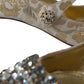 Gold Jacquard Crystal Mary Janes Pumps Shoes