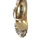 Gold Jacquard Crystal Mary Janes Pumps Shoes