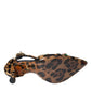 Brown Leopard Floral Crystal Mary Janes Pumps Shoes