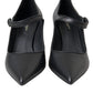 Black Leather Logo Heels Mary Janes Pumps Shoes