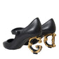 Black Leather Logo Heels Mary Janes Pumps Shoes