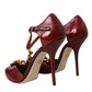 Dark Red Leather Gold Devotion Heart Sandals Shoes