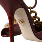 Dark Red Leather Gold Devotion Heart Sandals Shoes