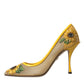 Yellow Sunflower Mesh Heels Pumps Shoes