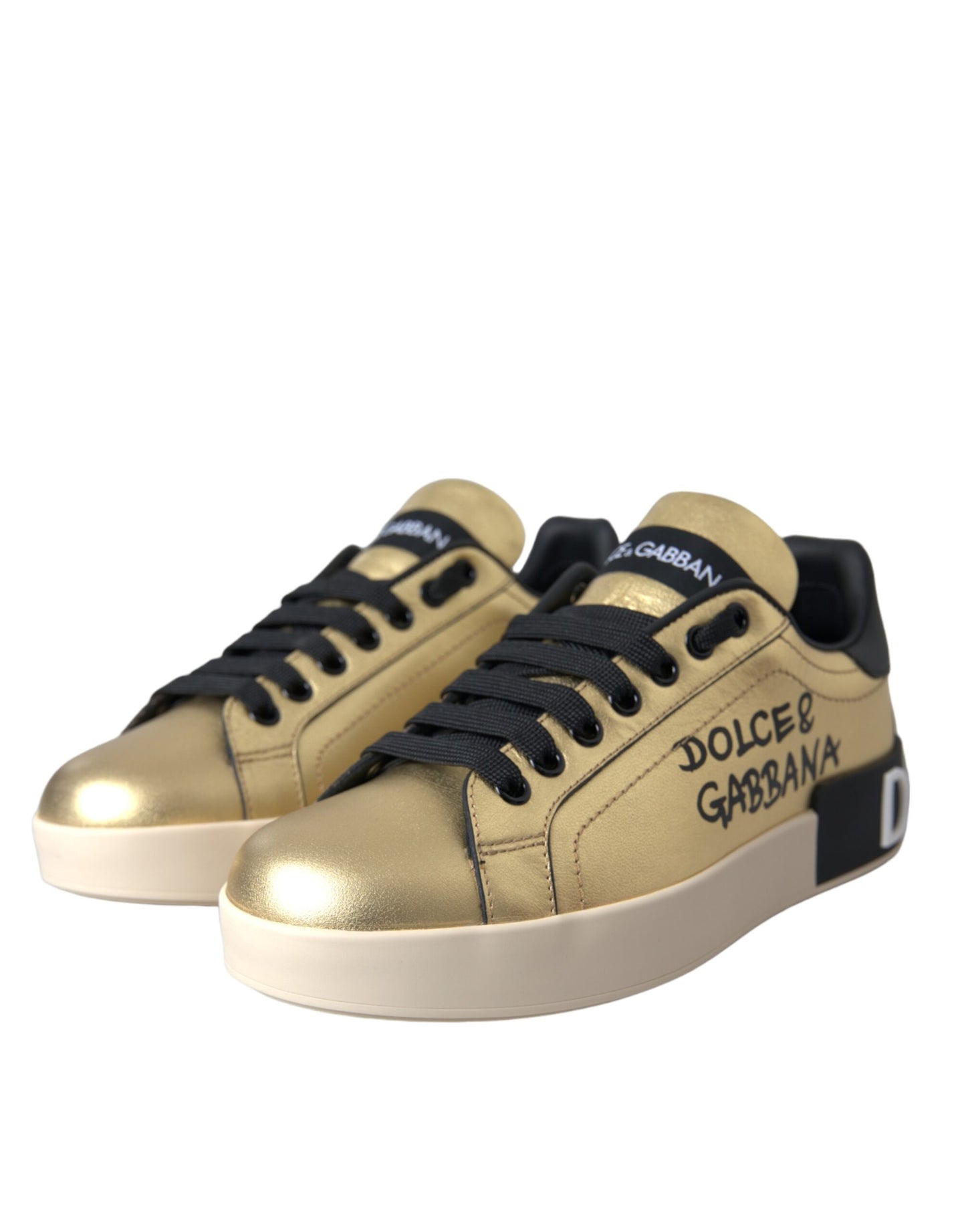 Gold Portofino Calf Leather Sneakers Women Shoes