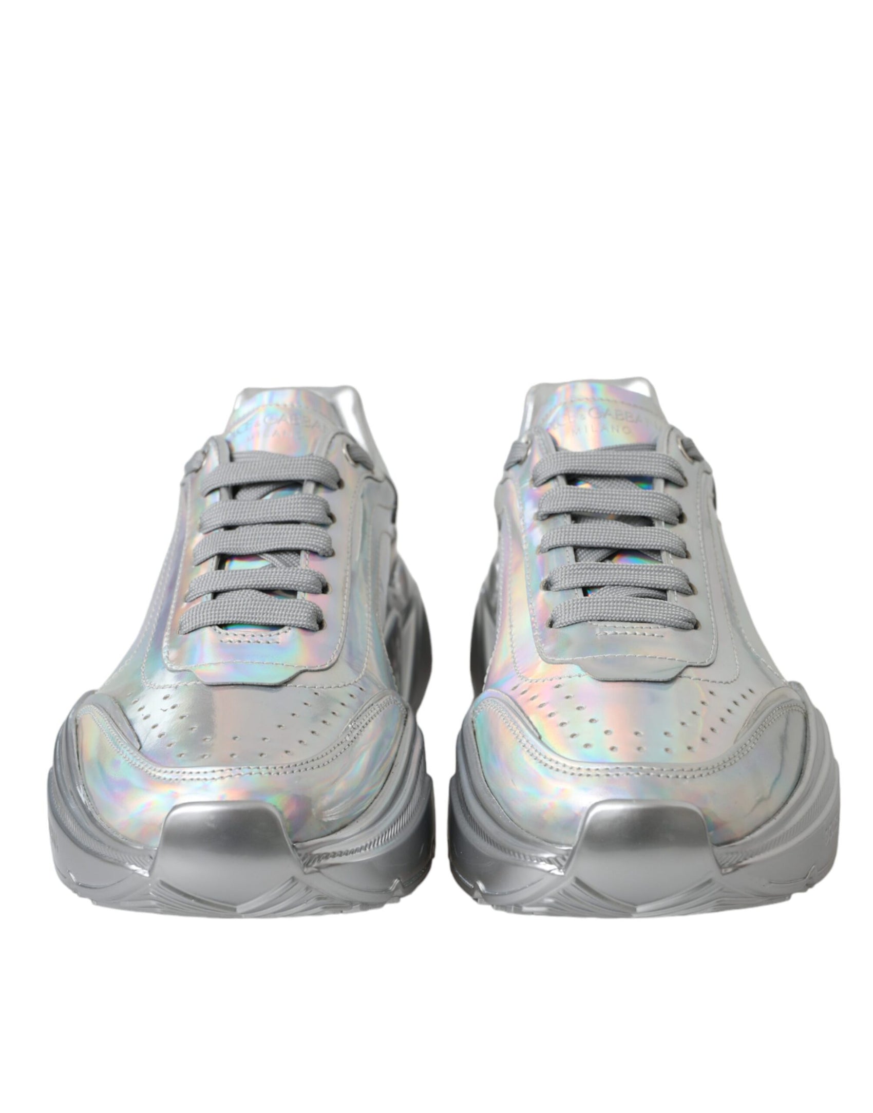 Silber schillernde DAYMASTER Leder Sneakers Schuhe