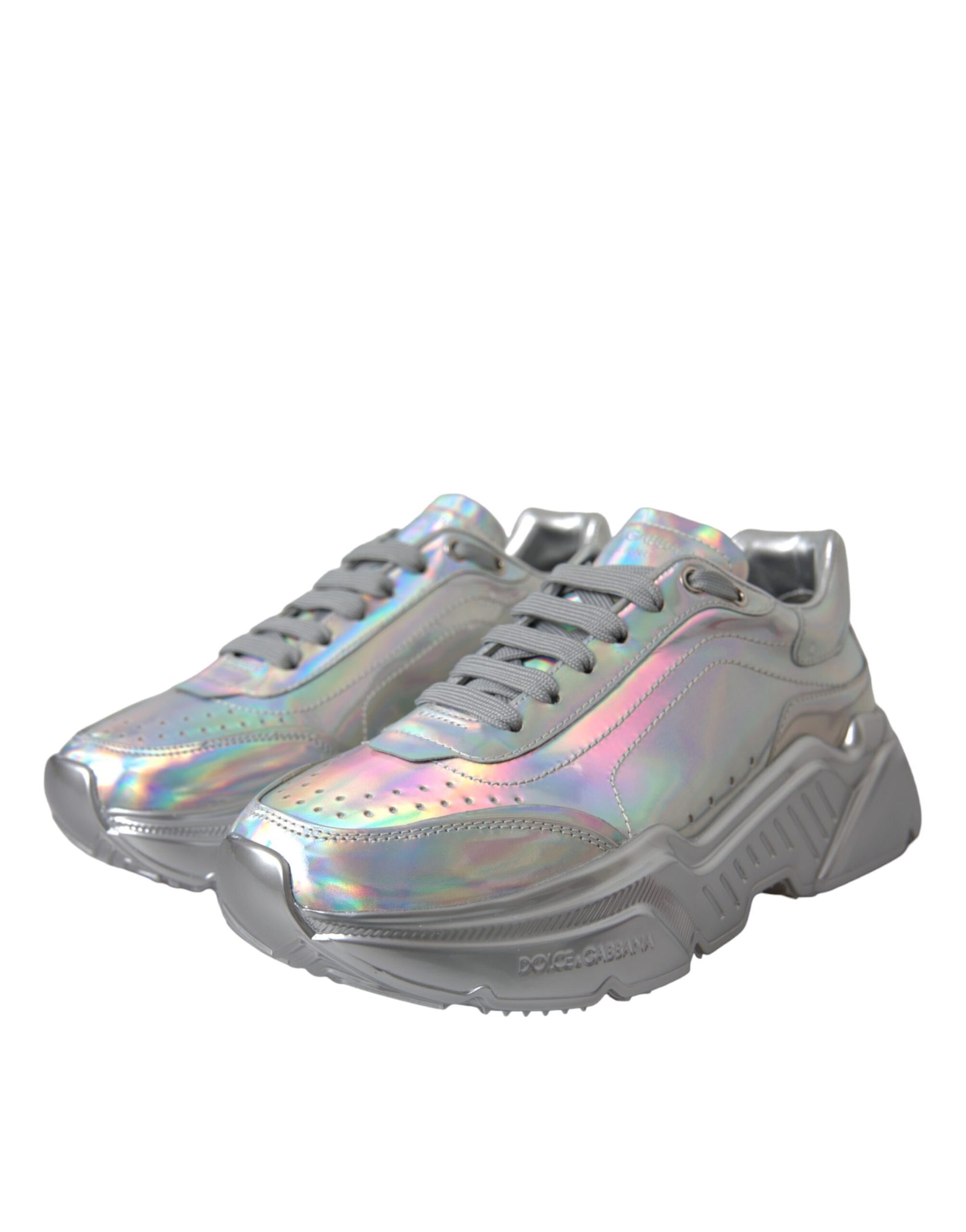 Silber schillernde DAYMASTER Leder Sneakers Schuhe