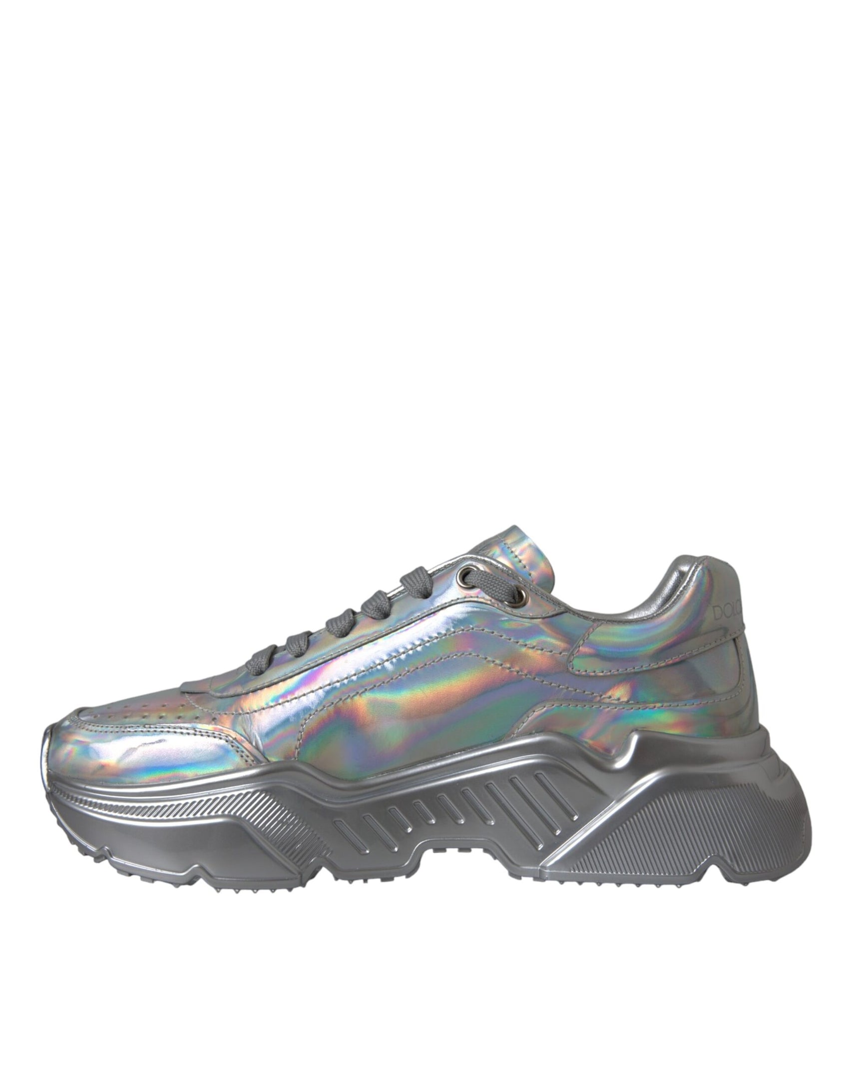 Silber schillernde DAYMASTER Leder Sneakers Schuhe