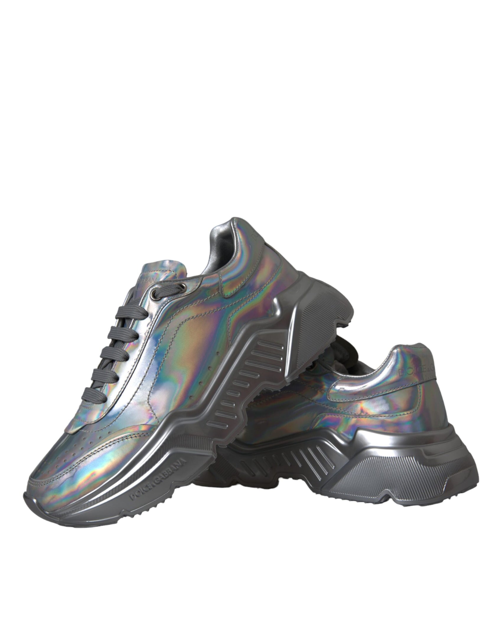 Silber schillernde DAYMASTER Leder Sneakers Schuhe