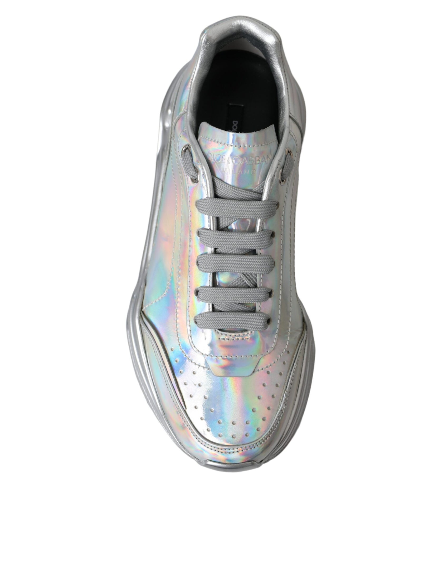 Silber schillernde DAYMASTER Leder Sneakers Schuhe