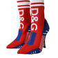 Red Blue Stretch Sock Style Short Boots Logo Shoes