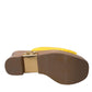 Yellow Leather Wood Mule Wedge Slides Shoes