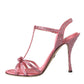 Pink Strass Ankle Strap Heels Sandals Shoes