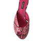 Pink Exotic Leather Kitten Heels Slides Shoes