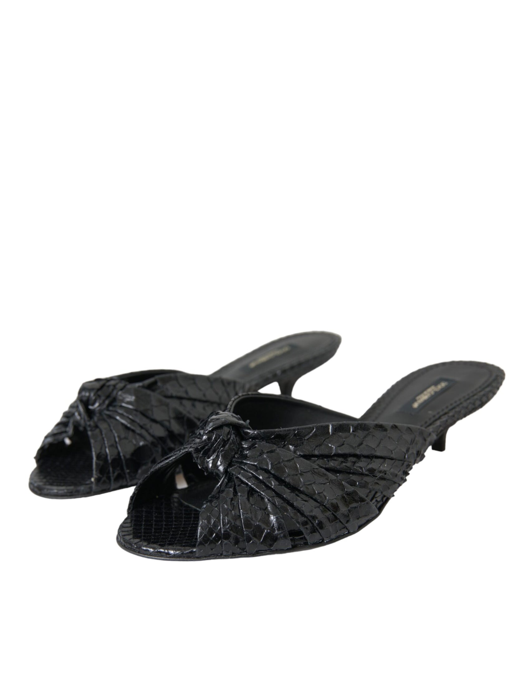 Scarpe con tacco in pelle esotica nera