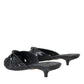 Black Exotic Leather Heels Slides Shoes