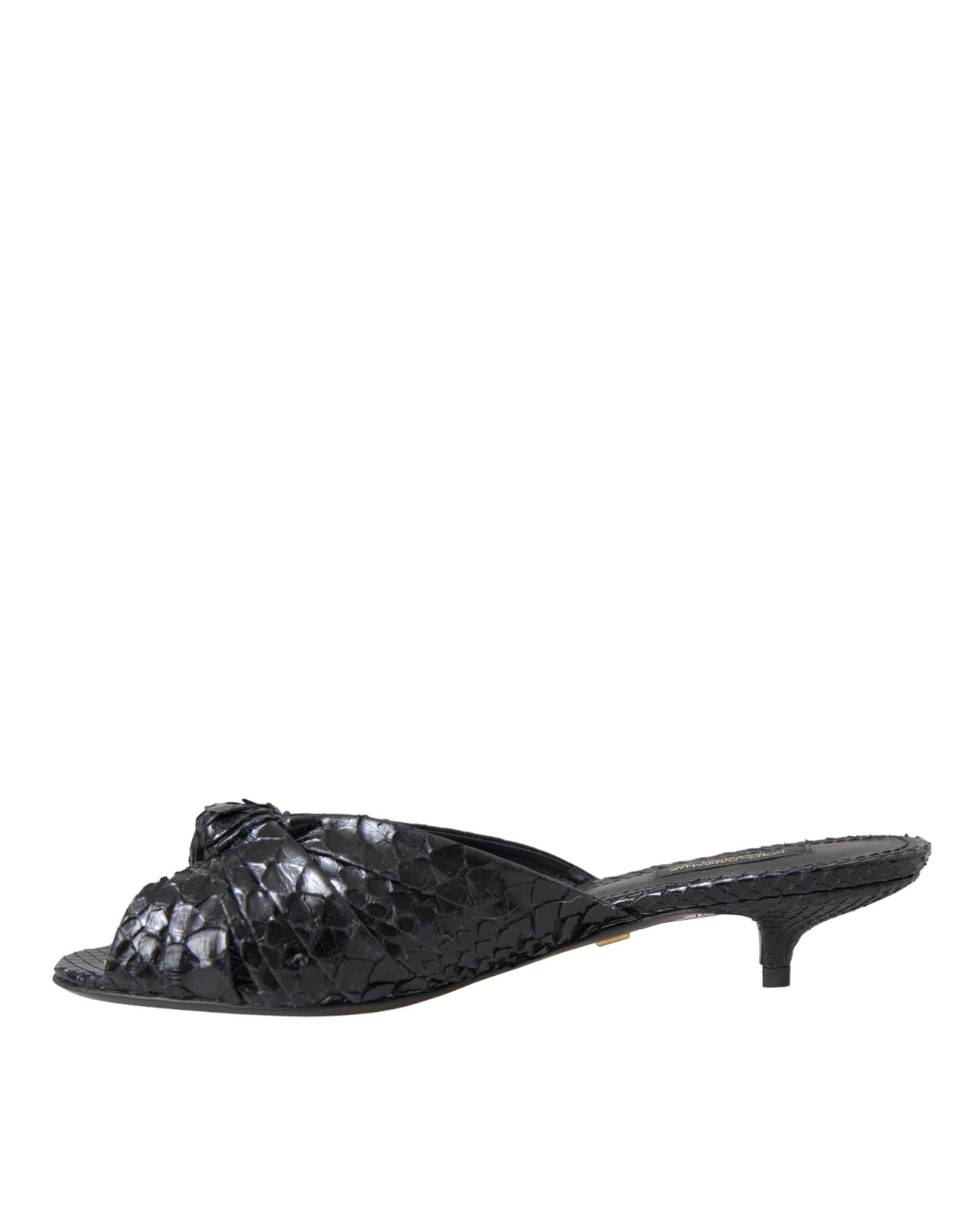 Scarpe con tacco in pelle esotica nera