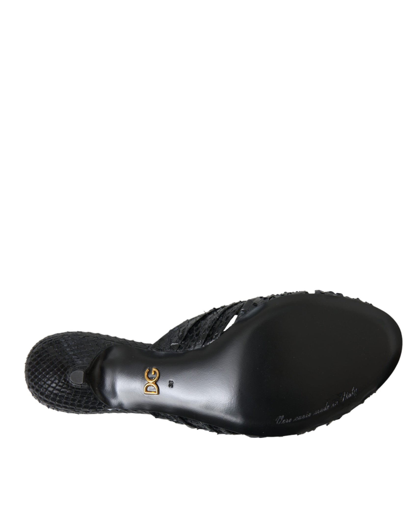 Scarpe con tacco in pelle esotica nera