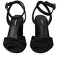 Black Leopard Suede Heels Sandals Shoes