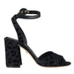 Black Leopard Suede Heels Sandals Shoes