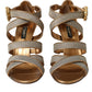 Bronze Crystal Strap Heels Sandals Shoes