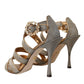 Bronze Crystal Strap Heels Sandals Shoes