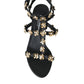 Black Leather Embellished Heel Sandal Shoes