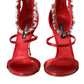 Red Keira Satin Crystals Sandals Heels Shoes