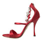 Red Keira Satin Crystals Sandals Heels Shoes