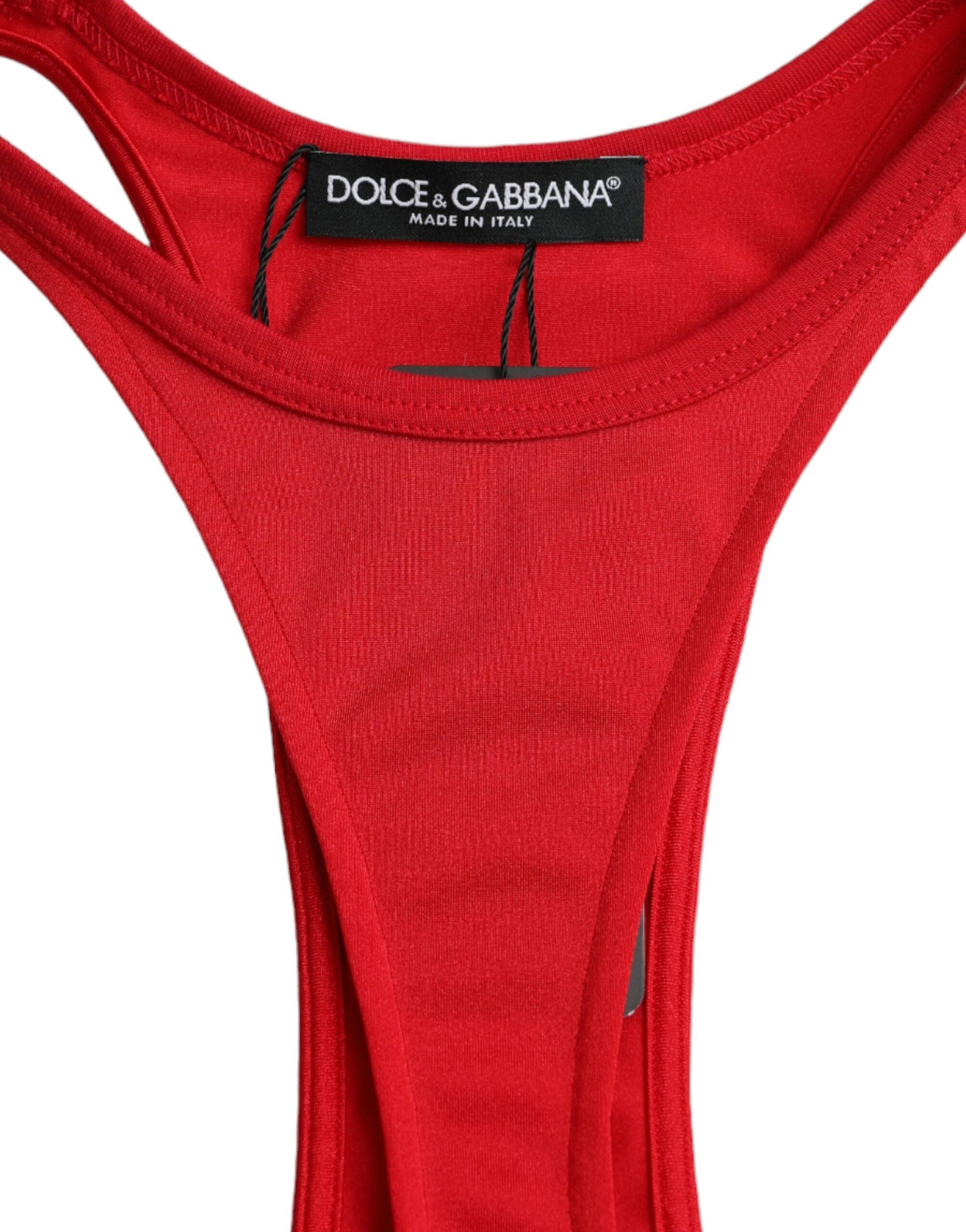Rotes, figurbetontes Minikleid aus Nylon-Stretch