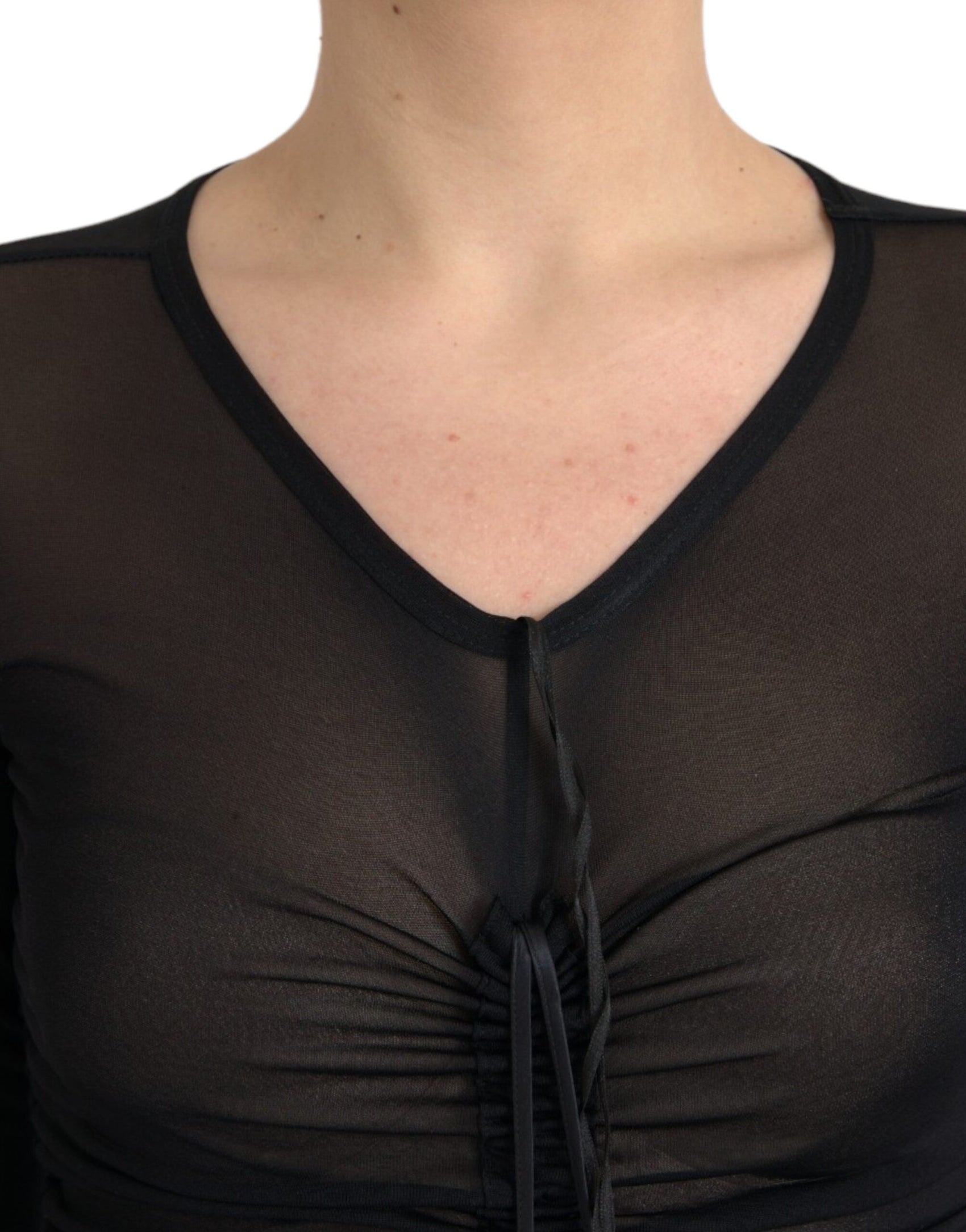 Schwarzes, transparentes, figurbetontes Midi-Etuikleid