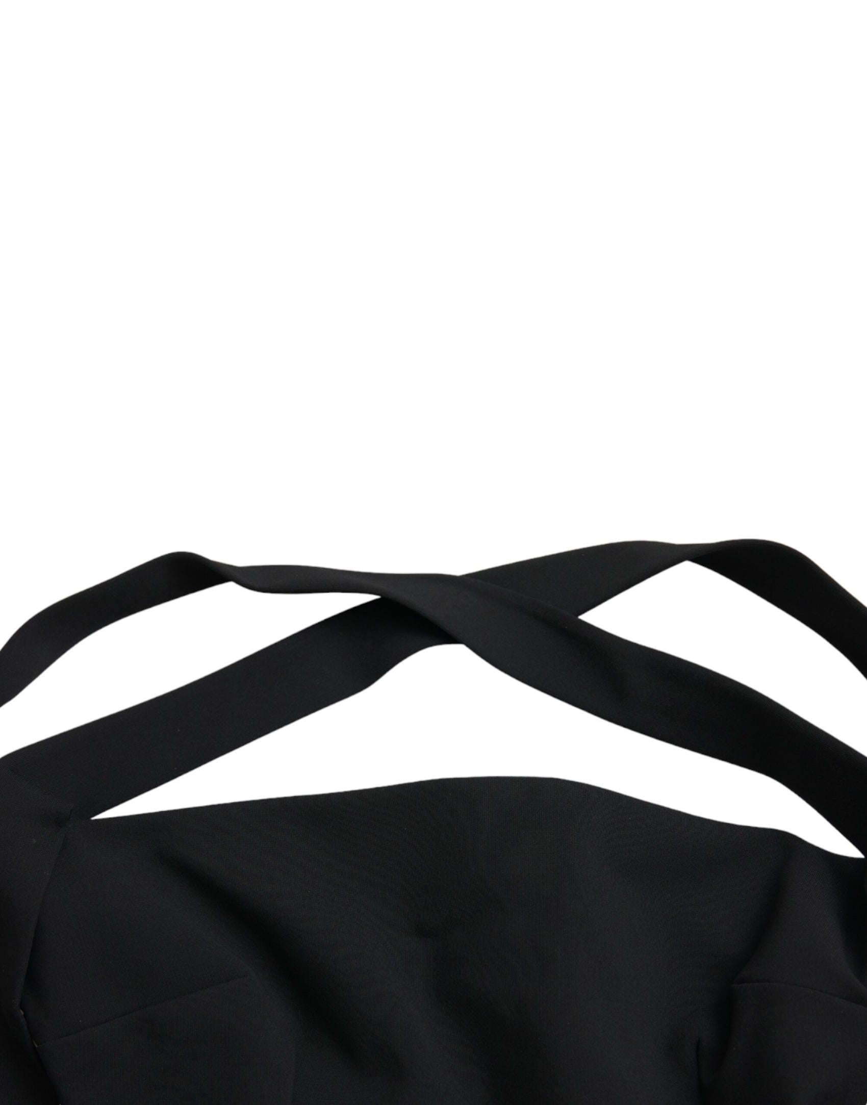 Schwarzes, ärmelloses Neckholder-Midikleid