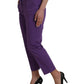 Purple Cotton MidWaist Straight Cropped Pants