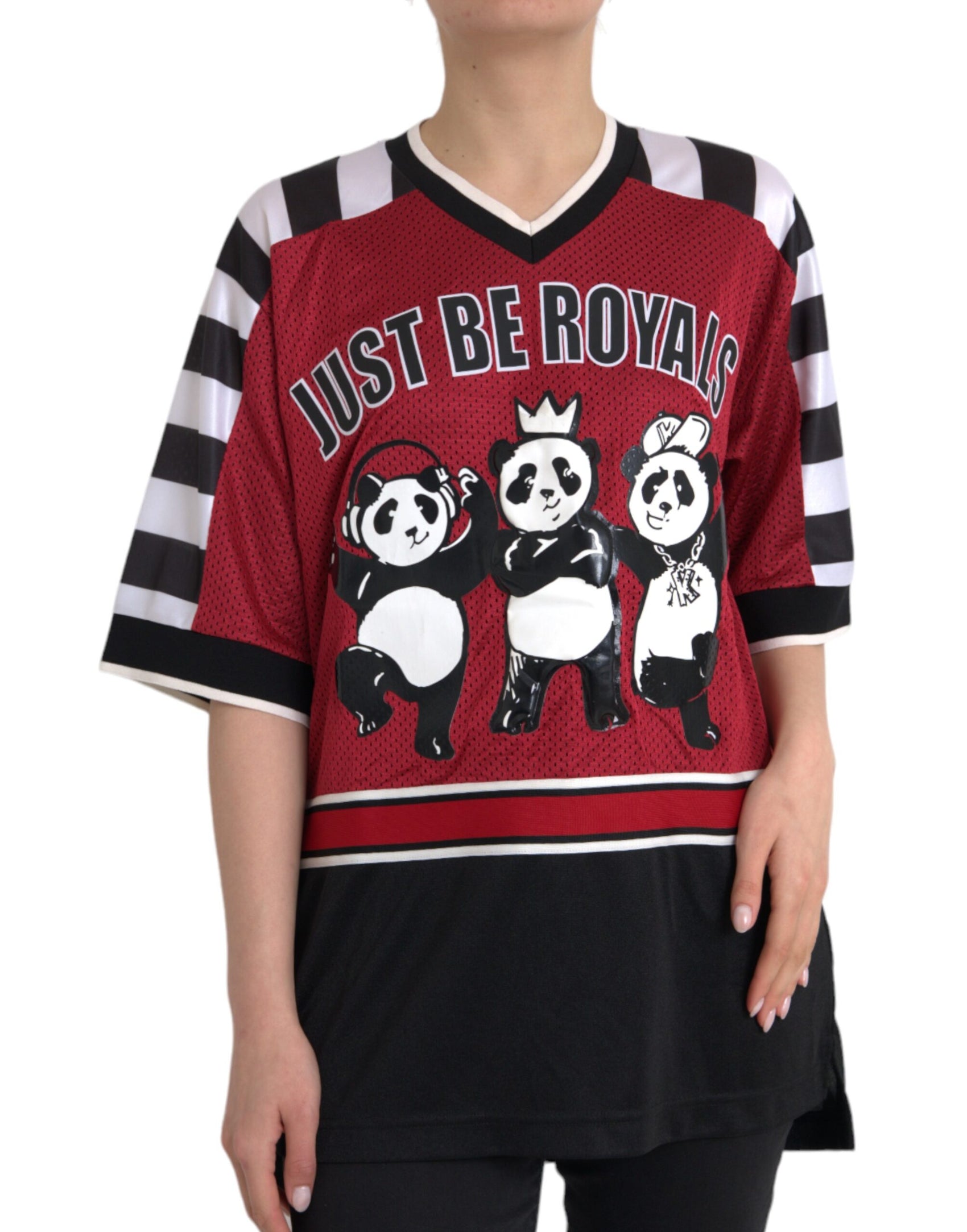 Mehrfarbiges Oversize-T-Shirt mit Royals-Panda