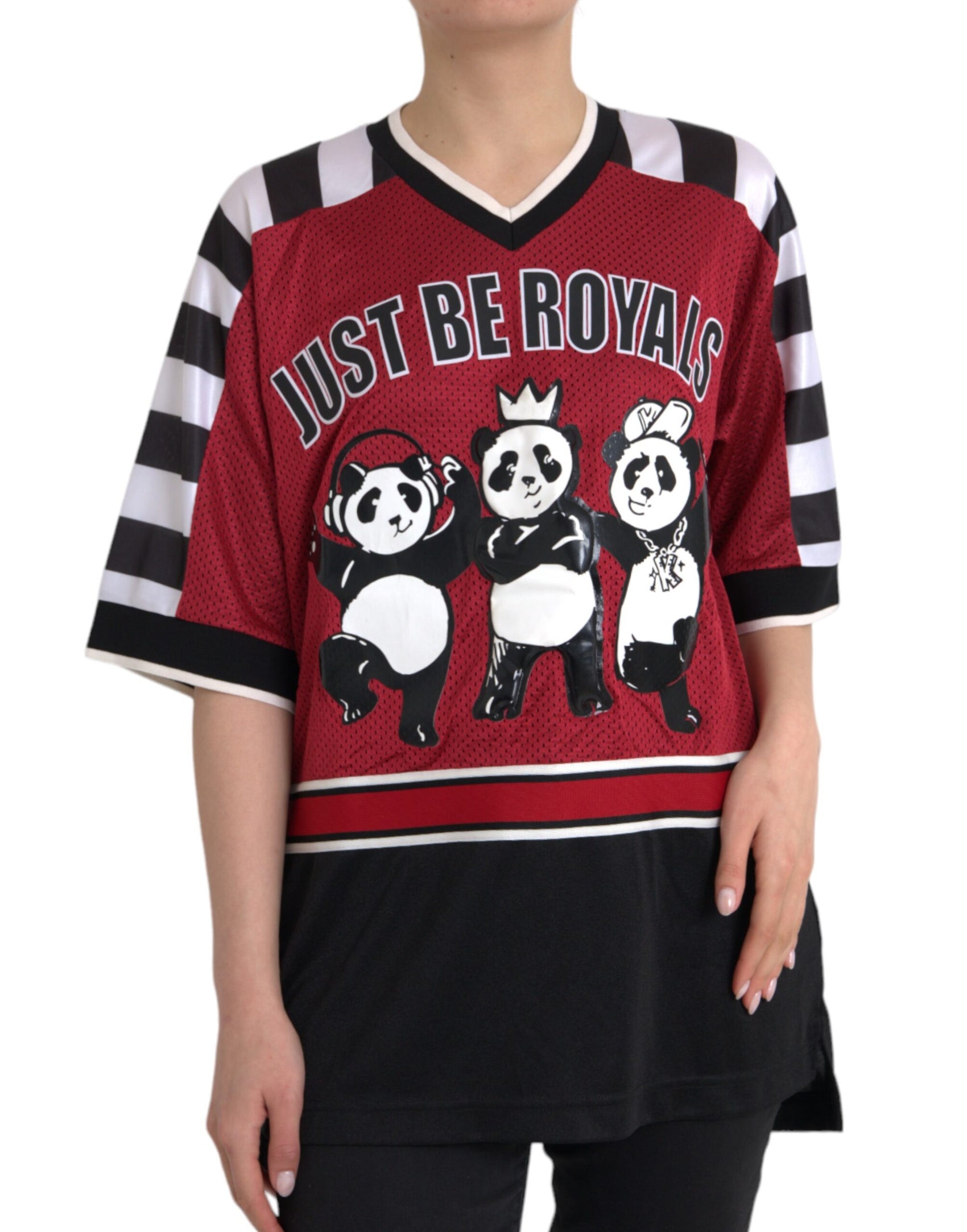 Mehrfarbiges Oversize-T-Shirt mit Royals-Panda