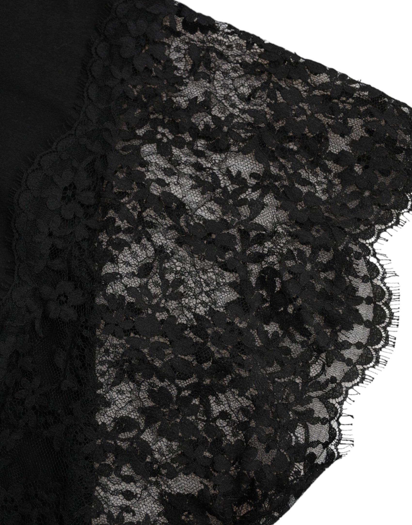 T-shirt in pizzo di cotone con stampa cuore sacro nero