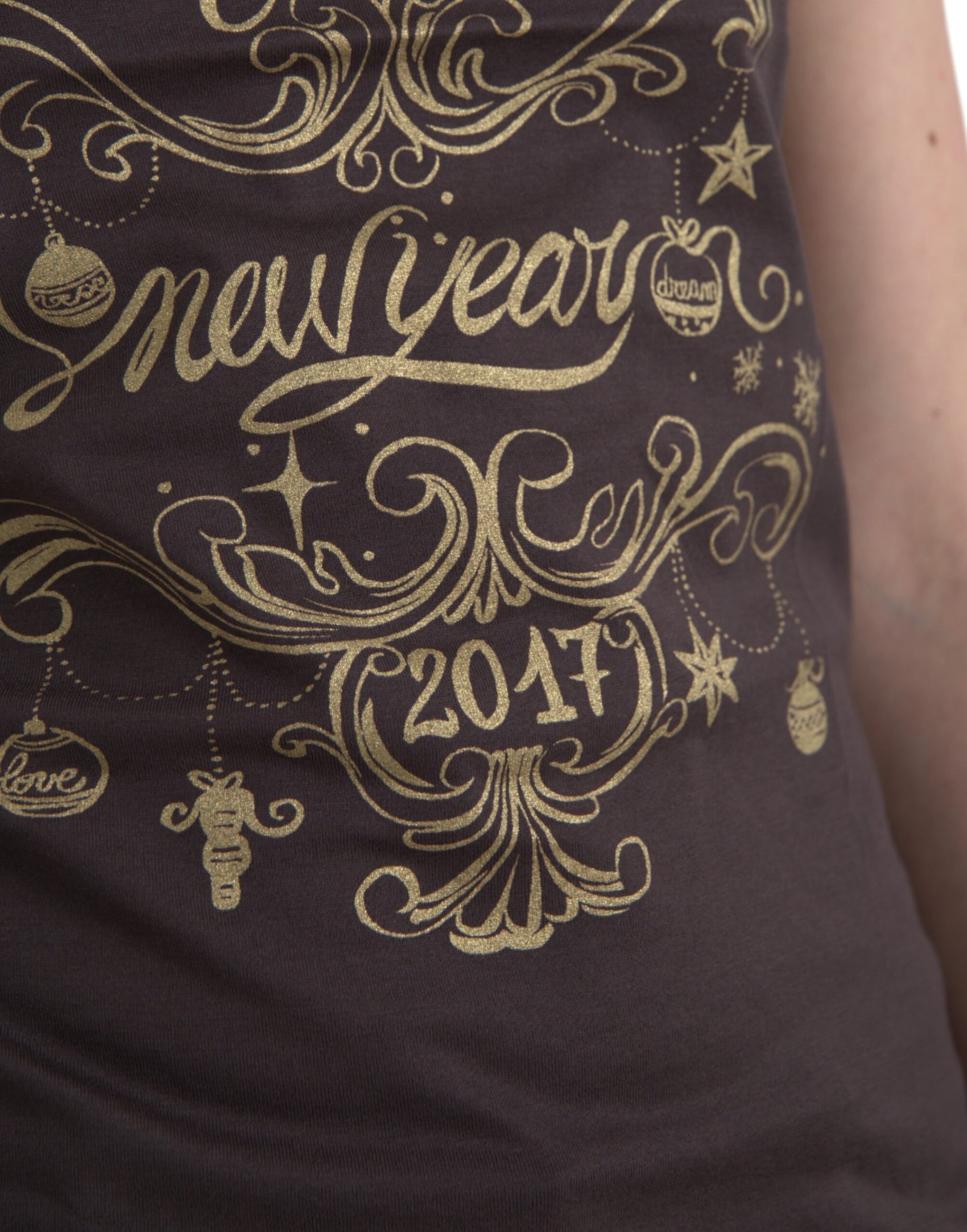 T-shirt con stampa a motivo 2017 girocollo marrone