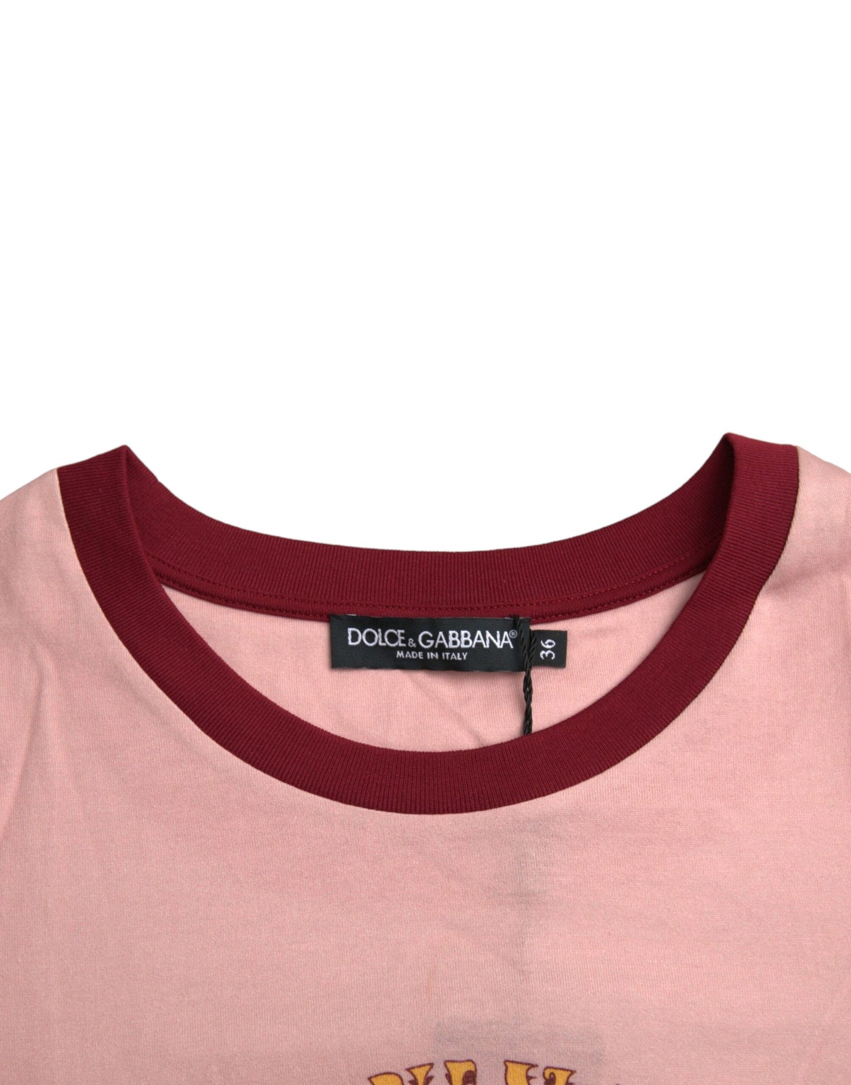 T-shirt girocollo a maniche corte in cotone rosa