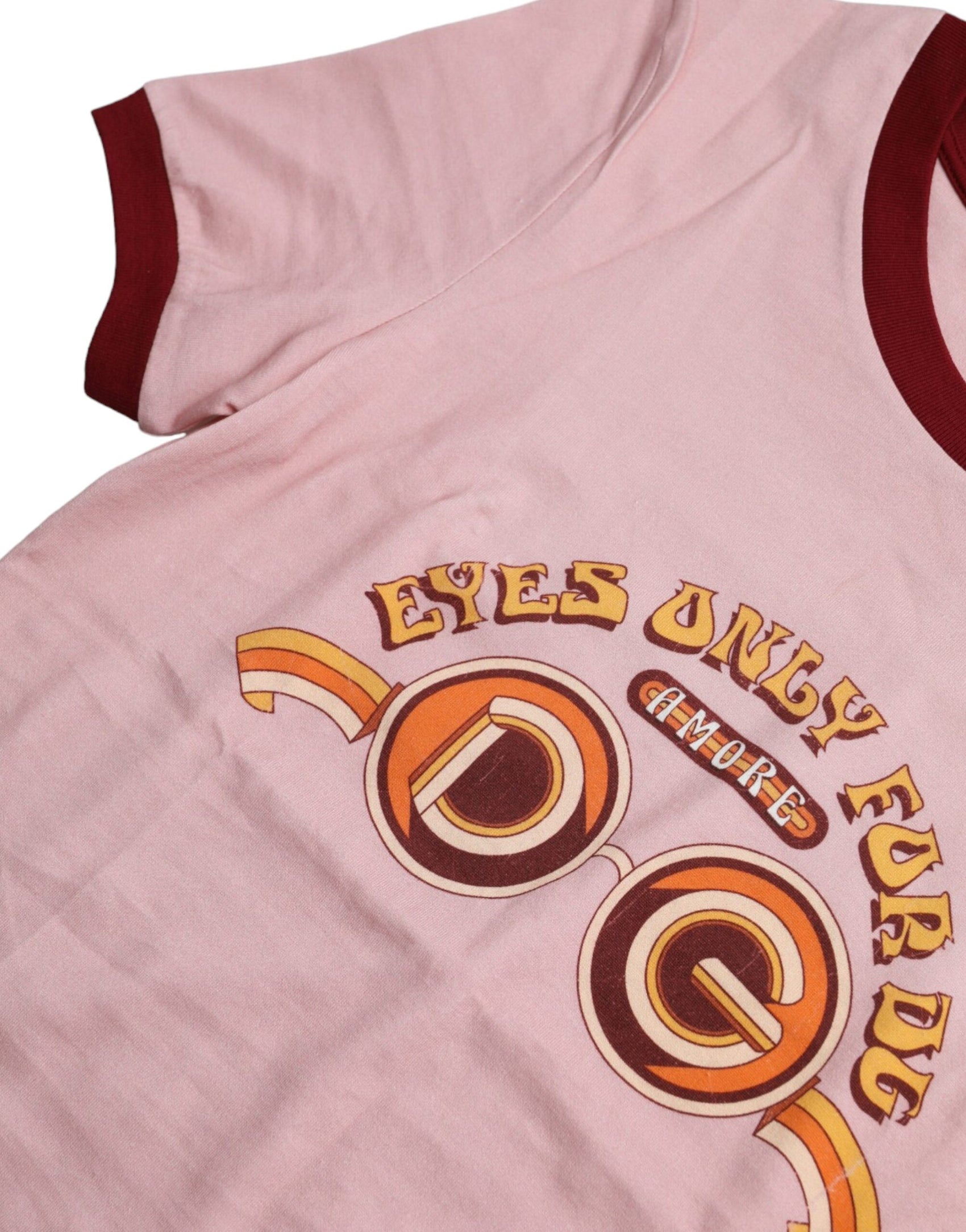 T-shirt girocollo a maniche corte in cotone rosa