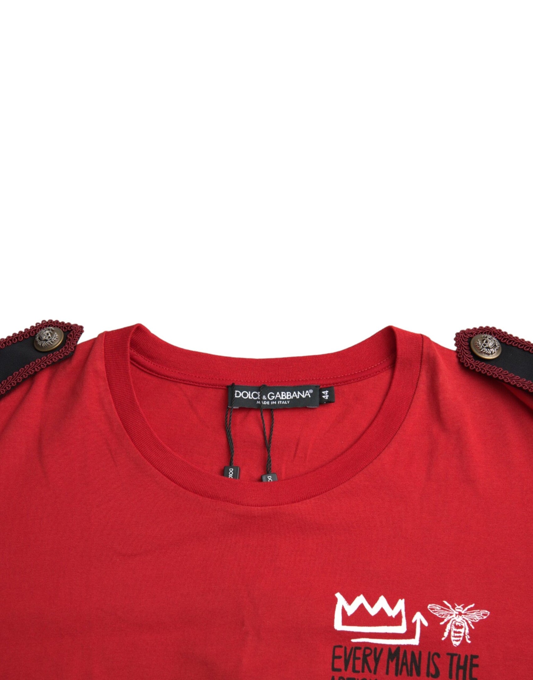 T-shirt girocollo con stampa grafica in cotone rosso