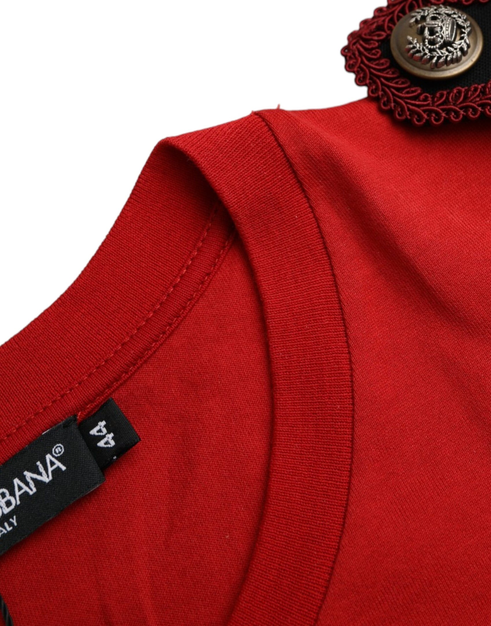 T-shirt girocollo con stampa grafica in cotone rosso