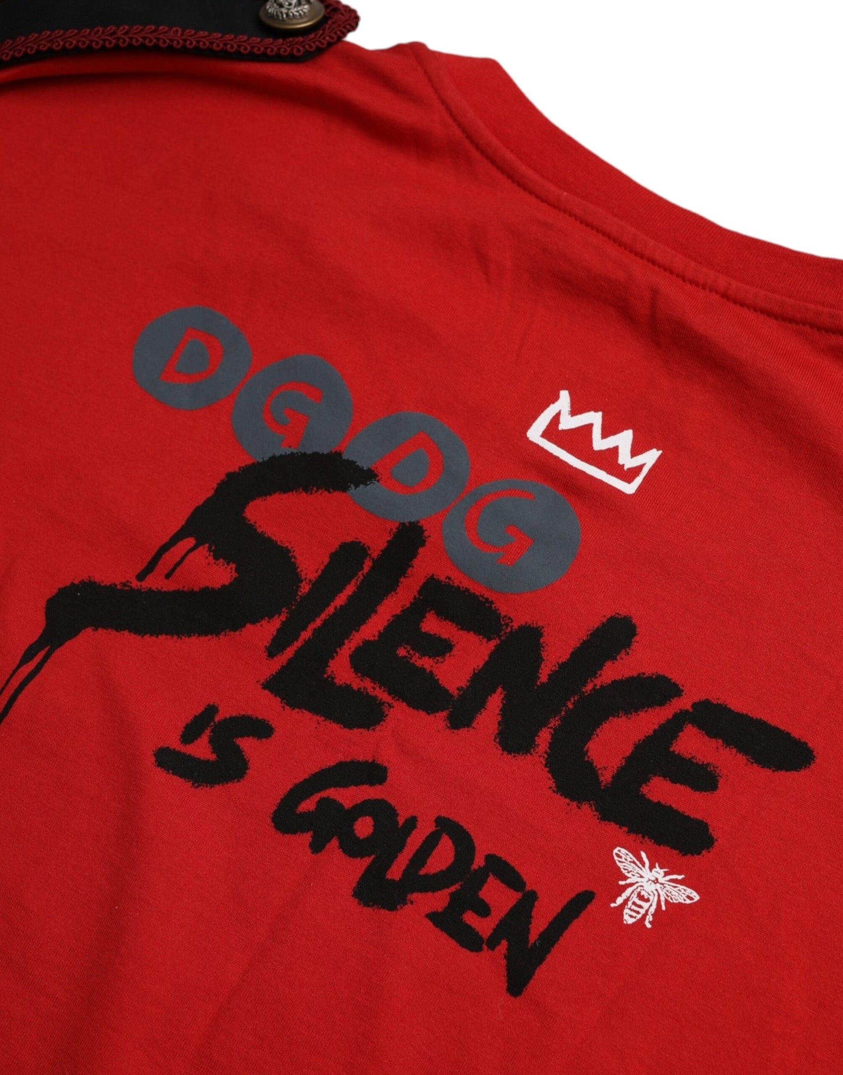 T-shirt girocollo con stampa grafica in cotone rosso