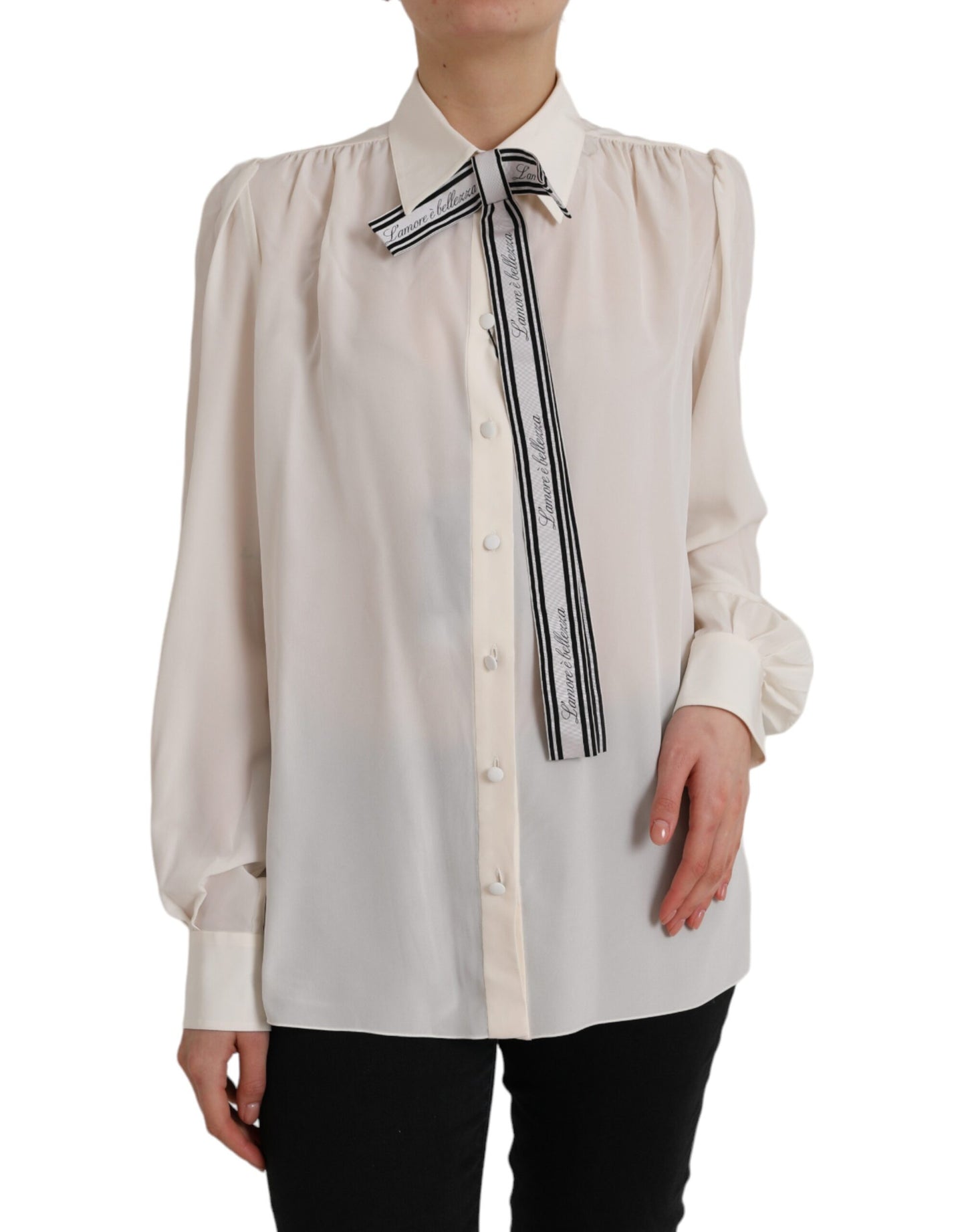 Off-White Langarm-Bluse mit Knopfleiste